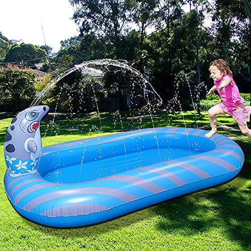 VOLADOR Inflatable Sprinkler Pool, Wading Swimming Pool, Outdoor Water Splash Toy for Kids Toddlers Kiddie Pets Family