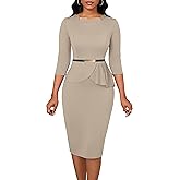 Business Casual Dress for Women Elegance Church Dresses Midi Bodycon Pencil Dress Office Modest Work Suiting Outfits