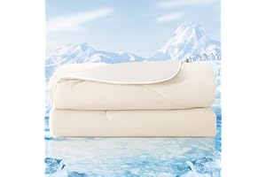 Bedtter® Cooling Comforter Full/Queen, Sorona and Tencel Filling Cold Touch Fabric Cooling Blanket for Night Sweats Hot Sleeper, Double-Sided Cool Design Summer Breathable Comforter, 90"x90", Ivory