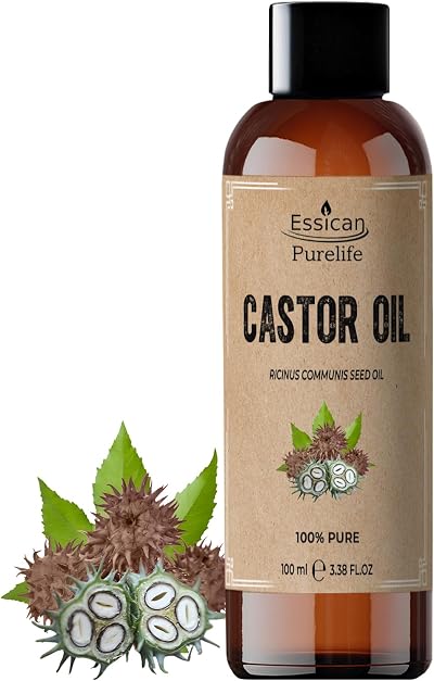 Essican Purelife Pure Castor Oil 100ml for Eyelashes Hair Skin Beard Nails