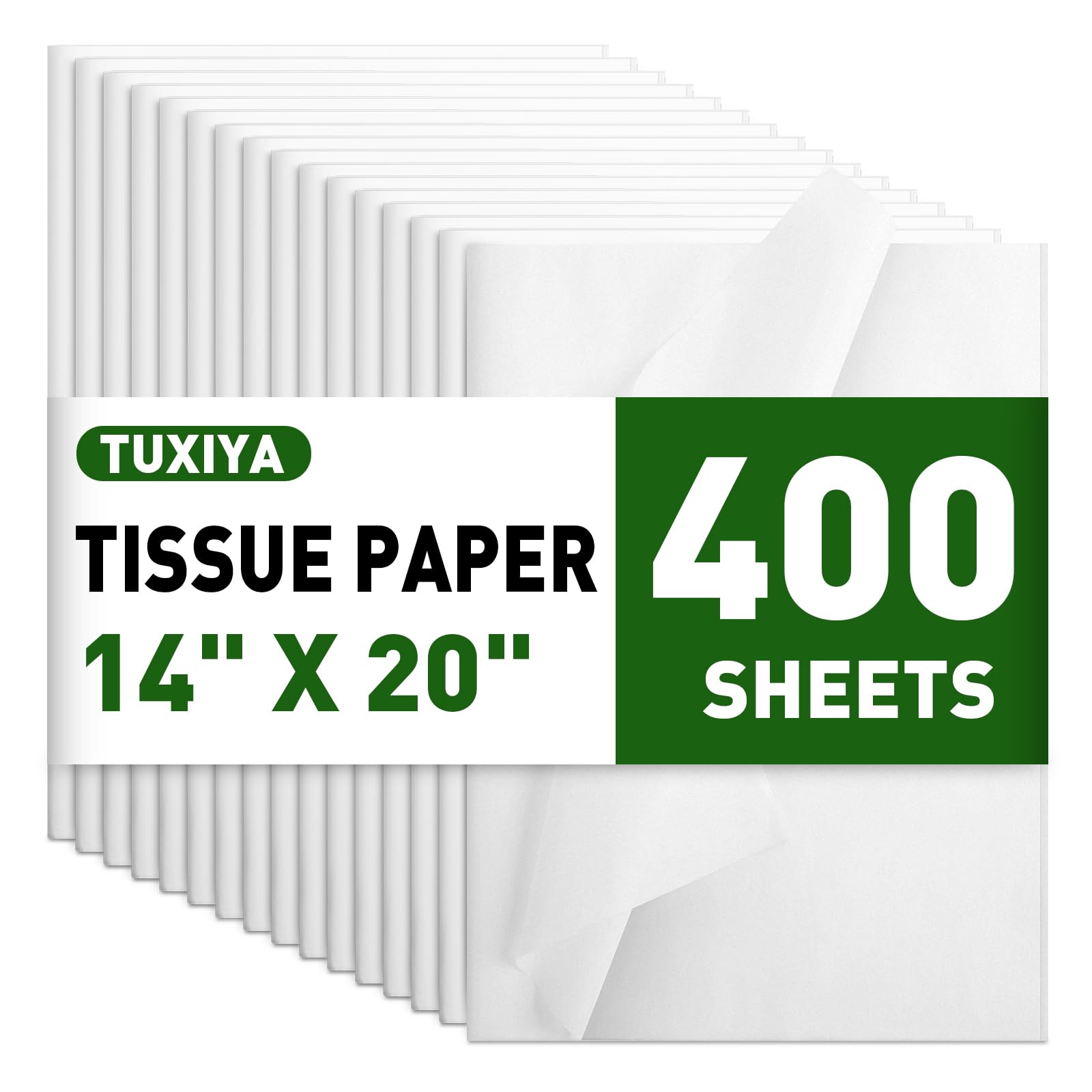 Photo 1 of 400 Sheets White Tissue Paper for Gift Bags, Crafts, Packaging, Storage, Art - 14" X 20" Christmas, Wedding, Birthday and Flower Decoration Bulk
