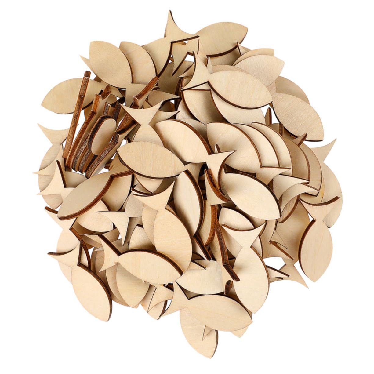 Warmhm 50pcs Plank Solid Fish Wooden Crafts Wooden Animals Wood Trim Unfinished Ornaments Fish Adorn Cutout Accessories Decorations Decor Cutout