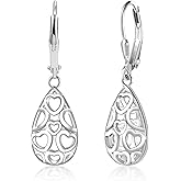 925 Sterling Silver Teardrop Leverback Earrings for Women Girls Waterdrop Tear Drop Dangle Earrings Jewelry Hypoallergenic Silver Teardrop Leverback Dangle Earring for Women