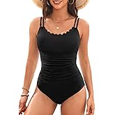 Daci Womens One Piece Swimsuit Tummy Control - Slimming Bathing Suit Scalloped Neck Full Coverage Swimwear 2025