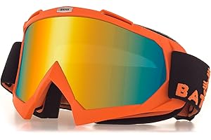 BATFOX Kids Youth Dirt Bike Goggles-Motocross & ATV Riding Goggles for Women,UV400 Anti-Slip Strap,MTB,UTV,OTG,MX Gear (Orange-orange, Youth)