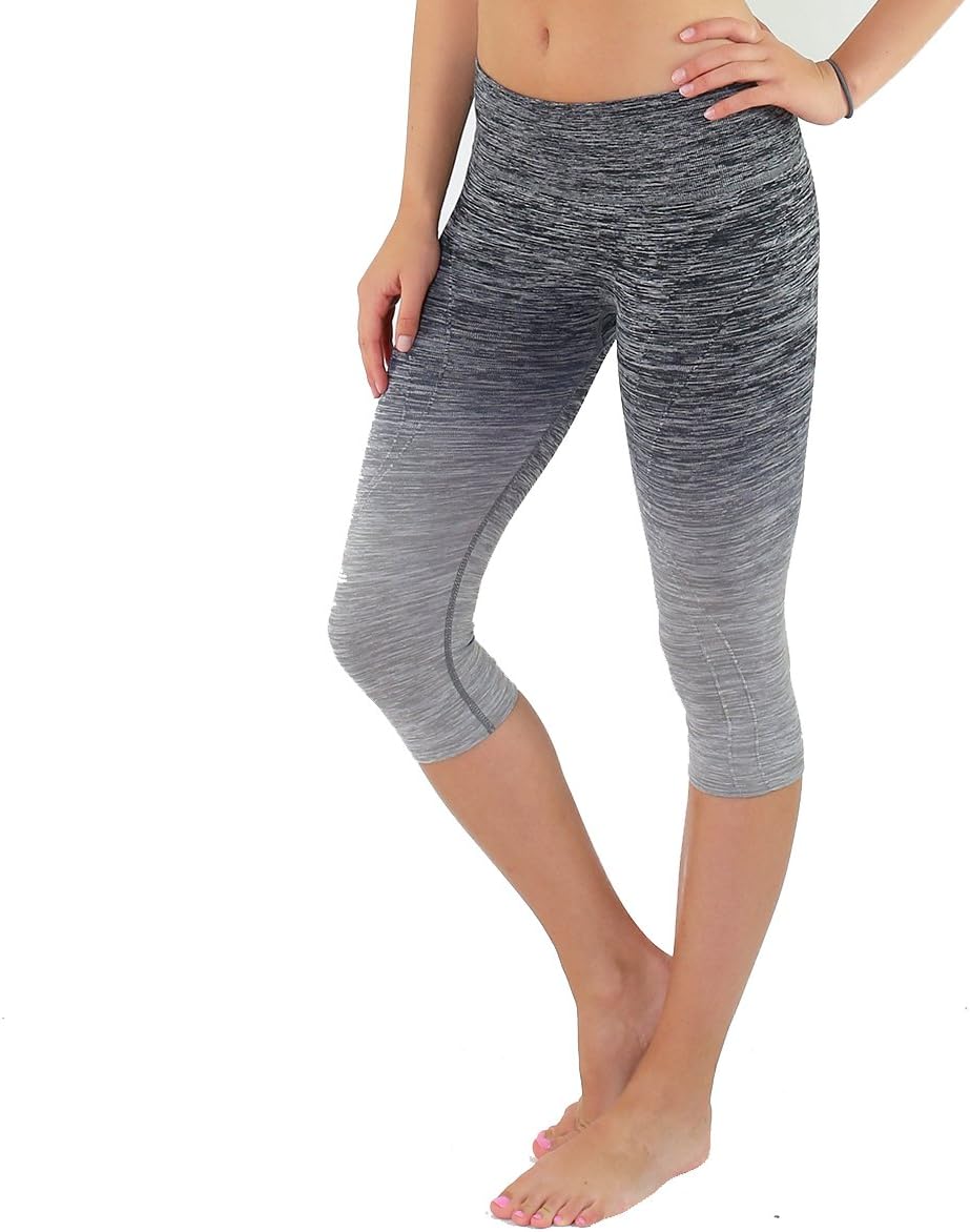 Women Three Quarter Tights - Compression Fit Fashion Apparel - Opaque Yoga Pants