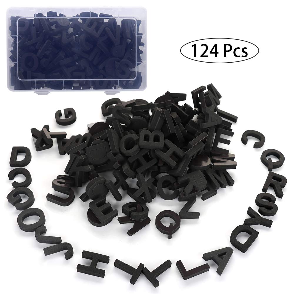 Toyfun 124 Pcs Fridge Magnetic Letters, Gift Set Alphabet Numbers Magnets with Carry Box for Adults Office Home Whiteboard
