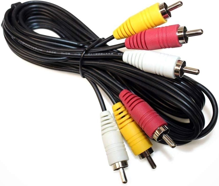 Cable Builders 6FT Composite RCA Cable Audio Video Yellow White Red Stereo TV VCR 6 FT 6' 6 Foot 6 Feet Cheap Value Black Friday November Cyber Monday