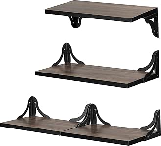 Estantes flotantes montados en la pared, juego de 4, estantes de madera