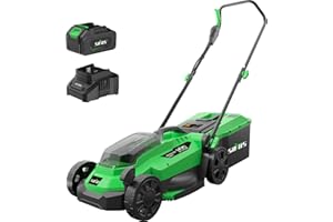SOYUS Electric Lawn Mower Cordless, 13 Inch 20V Lawn Mowers with Brushless Motor, 5-Position Height Adjustment, with 4.0Ah Ba