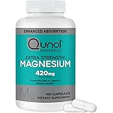 Qunol Magnesium Capsules 420mg, 100% DV, High Absorption Magnesium Supplement, Extra Strength, Bone and Muscle Health Supplement, 180 Count