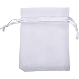 Mudder Organza Gift Bags Wedding Favour Bags Jewelry Pouches, Pack of 100 (White)