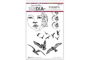 Dina Wakley Media Cling Rubber Stamps, 6 x 9 inches - Craft Stamp for Mixed Media Projects, Scrapbooking, and Card Making - L