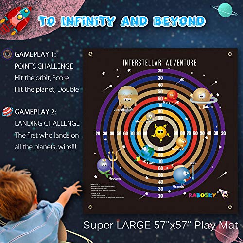 RaboSky Outdoor Lawn Game for Kids and Family, Giant Yard Game Mat 57"x57", Interstellar Adventure Gameplay, 6 Bean Bags with Hook & Loop Prevent Bouncing, Hottest Gifts for Christmas 2019