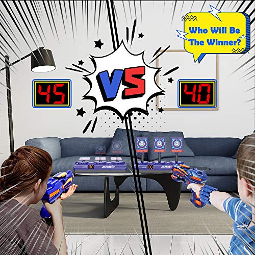 Cible Nerf Electronique, Cible de Scores de Réinitialisation Automatique avec 1 Pistolet 40 Fléchettes Mousse et 1 Bandes de Poignet, D\'effet Sonore intelligent, Jouet de tir Cadeau Garçons 5 - 12 Ans