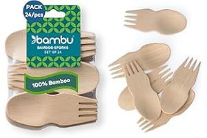 bambu Veneerware Bamboo Sporks, 24-Pack