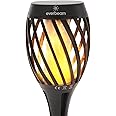 Everbeam P2 Solar Flickering Flame Torch Light - Automatic IP65 Waterproof Solar Tiki Lights with A Stunning Realistic Flame & Distinctive Lampshade - Quick No Tool Installation - 1 Pack