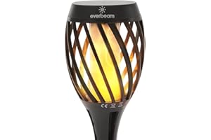 Everbeam P2 Solar Flickering Flame Torch Light - Automatic IP65 Waterproof SolarTiki Lights with A Stunning Realistic Flame &