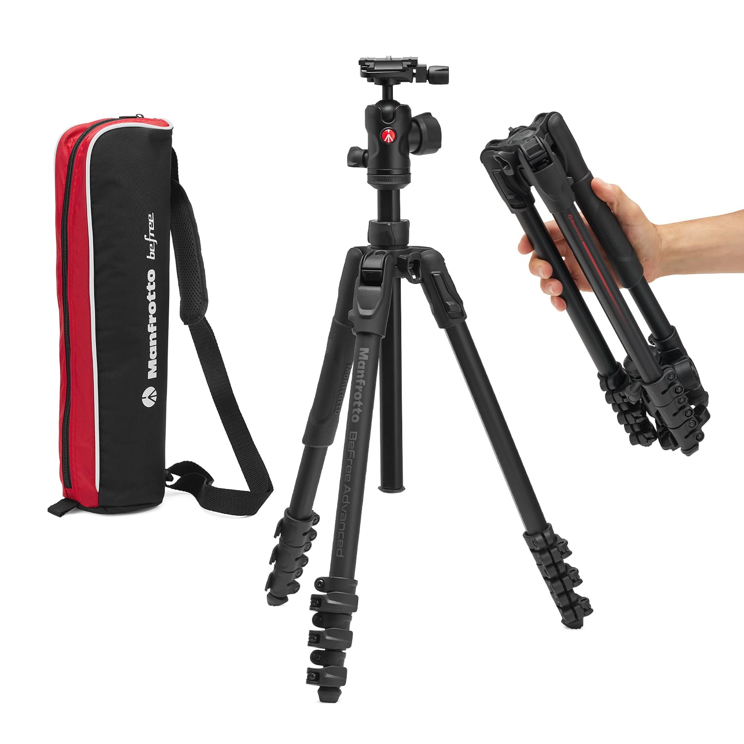 Manfrotto Befree Advanced AS, Camera Tripod, Lever Lock, Compatible with Arca-Swiss, Portable, Compact Travel Tripod Kit, Ball Head, Aluminium Photo Support, for DSLR, Mirrorless, Camera Accessories
