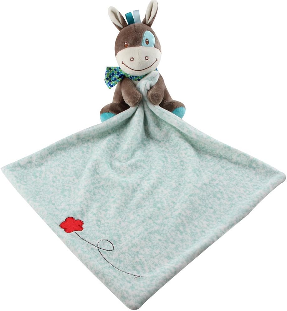 Inchant Baby Comfort Blanket Security Blankie Doudou Little Blue Donkey Plush Soft Toy for Baby Boy - 30x29 cm