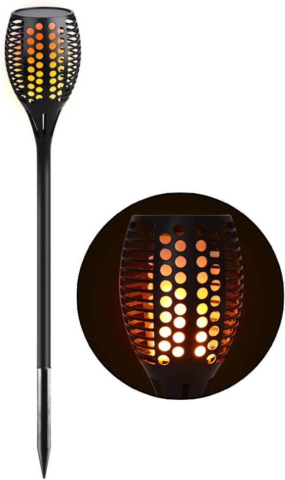 Weihao Solar Torches Garden Lights, Waterproof Dancing Flame Lighting 96 LED Flickering Tiki Torches Lights for Garden/Pathways/Yard (1 Pack)