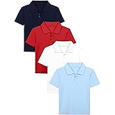 Poroka 4 Pack Boys Polo Shirts Solid School Uniform Cotton Short Sleeve Golf Polo Shirt for Kids Boy