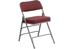 Flash Furniture 2 Pack HERCULES Series Premium Curved Triple Braced & Double Hinged Burgundy Fabric Metal Folding Chair