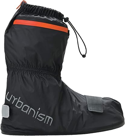 Amazon Co Jp Hk Urbanism フルソール レイン シューズカバー ソール付き 防水 シフトパッド付 ブラック オレンジ 黒 橙 L 25 26cm ポケッタブル 折りたたみ 車 バイク