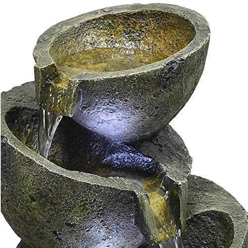 xpiyaer Indoor/Outdoor 5 Tier Bowls Floor Water Fountain 23 3/5" High Cascading Bowls LED for Yard Garden - Thumbnail 7