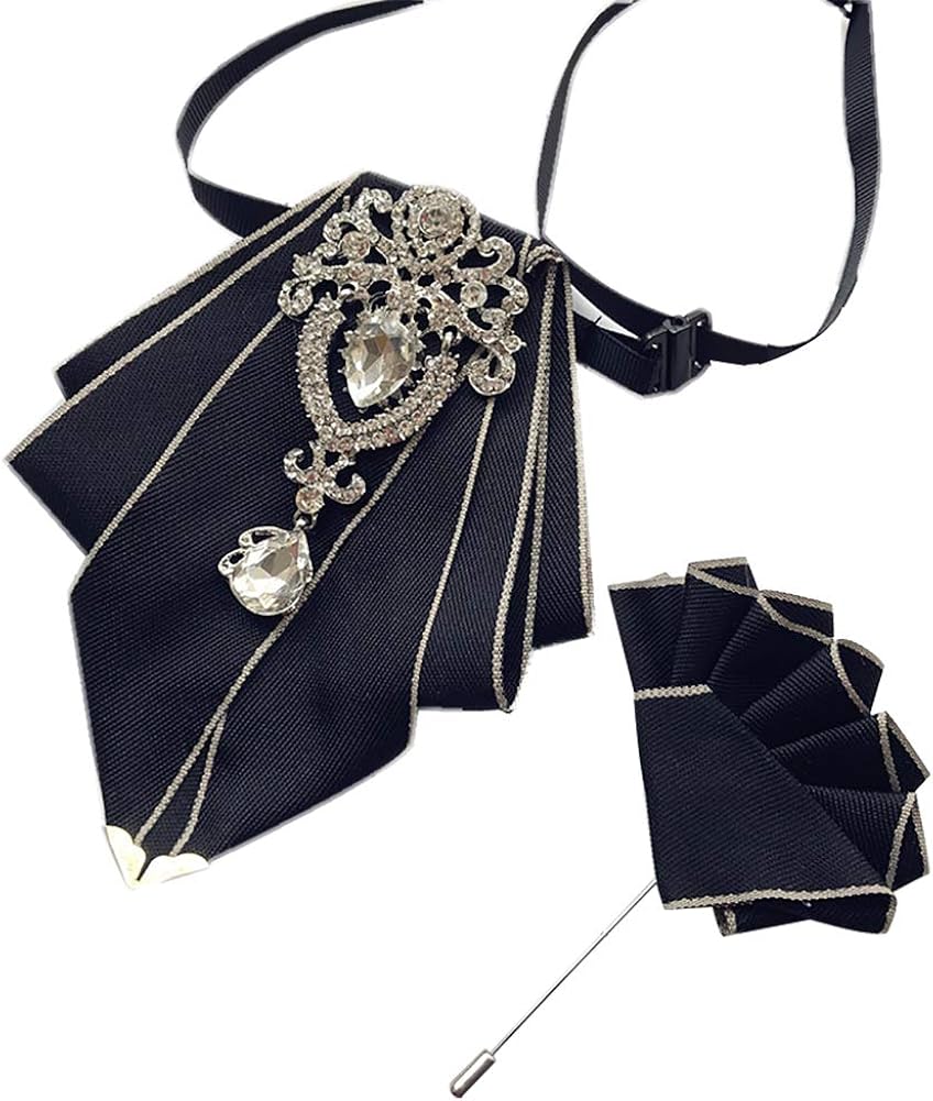Men Brooch Formal Multilayer Rhinestone Tuxedo Bow Tie(Black) at Amazon