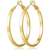 Geveay S925 Sterling Silver Post Hoop Earrings for Women Large Lightweight Silver Hoop Earrings 3mm Wide Thin Big Hoop Earrings for Women 30/40/50/60mm