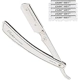 Parker SRX Straight Razor, All Stainless Steel Barber Razor, Heavy Duty | Clip StylerStraight Razor &ndash; 2.3 oz Design with Precise Blade Alignment, Includes 5 Single Edge Blade
