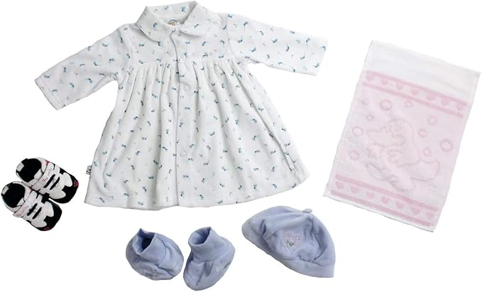 Amazon Co Jp ベビー服 ダックビル ベビーワンピースドレス タオル Brillamment ファーストシューズ 帽子 ルームシューズのセット 秋冬新生児 3ヶ月 出産祝いギフト No 005b 服 ファッション小物