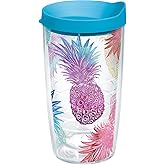 Tervis Watercolor Pineapples Made in USA Double Walled Insulated Tumbler Travel Cup Keeps Drinks Cold & Hot, 16oz, Classic