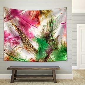 Color Feathers - Fabric Wall Tapestry Home Decor - 51x60 inches