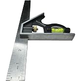 Swanson 12-Inch Combo Square with Stainless Steel Rule, Zinc Body, TC132 | Reliable 12-in stainless steel blade, zinc head keeps true 45 and 90 degree angles, includes acrylic vial and brass hardware