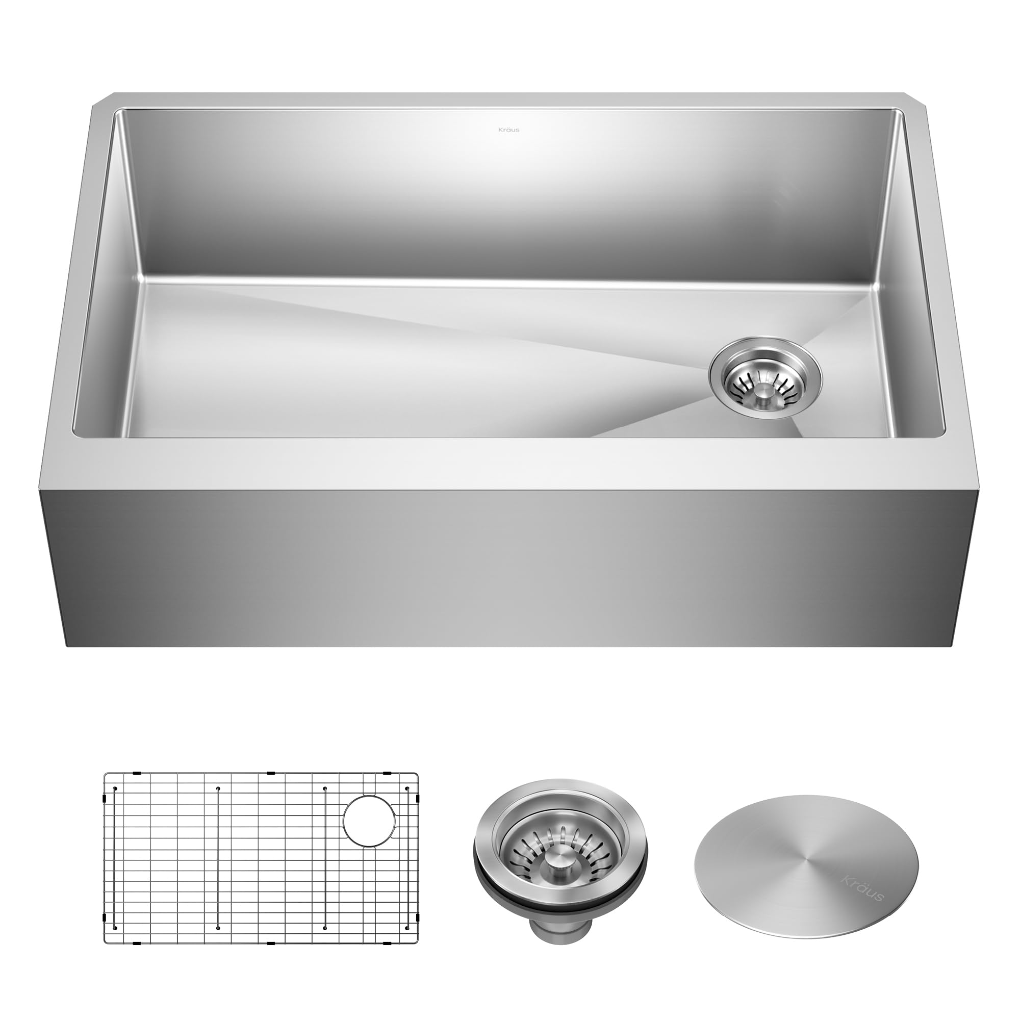 Photo 1 of KRAUS Standart Pro 33-Inch Flat Apron Front Farmhouse 16-Gauge Single Bowl Stainless Steel Kitchen Sink, KHF410-33
