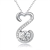 APOTIE Sterling Silver Open Heart Necklace - CZ Pendant Jewelry Gift for Mom Women