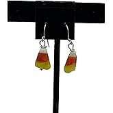 Candy Corn Lampworked Glass Fall Halloween Dangle Earrings