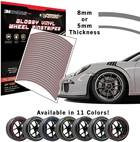 Perfect Pinstripe Gloss Wheel Kit | Pre-Cut 3M 1080 Vinyl Pinstriping | Curved Tape for A (20" Wheel, 5mm Stripe, Gloss Aluminum Silver G120)