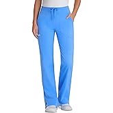 QBK Yoga Scrub Pants Women - High Waist Straight Wide Leg Uniform Pants with Cargo Pocket, Anti-Wrinkle & Knit Yoga Waistband