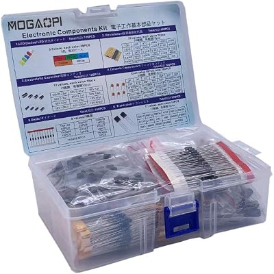 MOGAOPI Electronic Component Kit 1390 Pcs Diodes Resistors Capacitors
