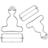 2Pairs Overall Buckles Replacement, Metal No Sew-Overall Clasp Replacement, Adjustable Dungaree Suspender Clips with Rectangle Buckle, Silver-Overall Hooks Overall Buckles for Jeans Straps Hardware