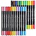 Huhuhero Double-Ended Fine and Soft Brush Tip Watercolor Art Pen Markers, Assorted Colors (No Duplicates), 24 Pack