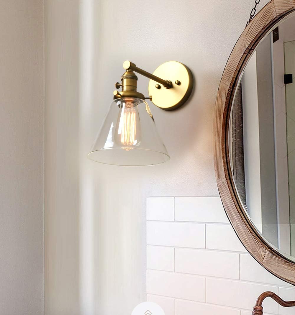 Phansthy Edison Industrial Wall Light, E27 Vintage Glass Wall Lamp with Switch - Image 5