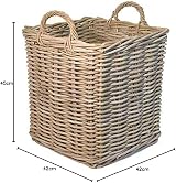 CIDBEST Grey Medium Square Wicker Rattan Fireside Log Basket Wood Storage view 6