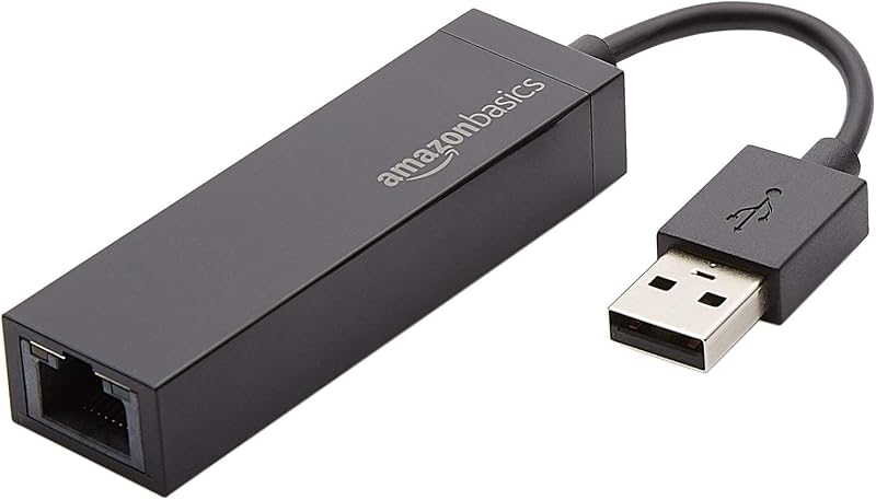 Amazon Basics USB to Ethernet Adapter 10/100 Mbps LAN Network Card RJ45 Black