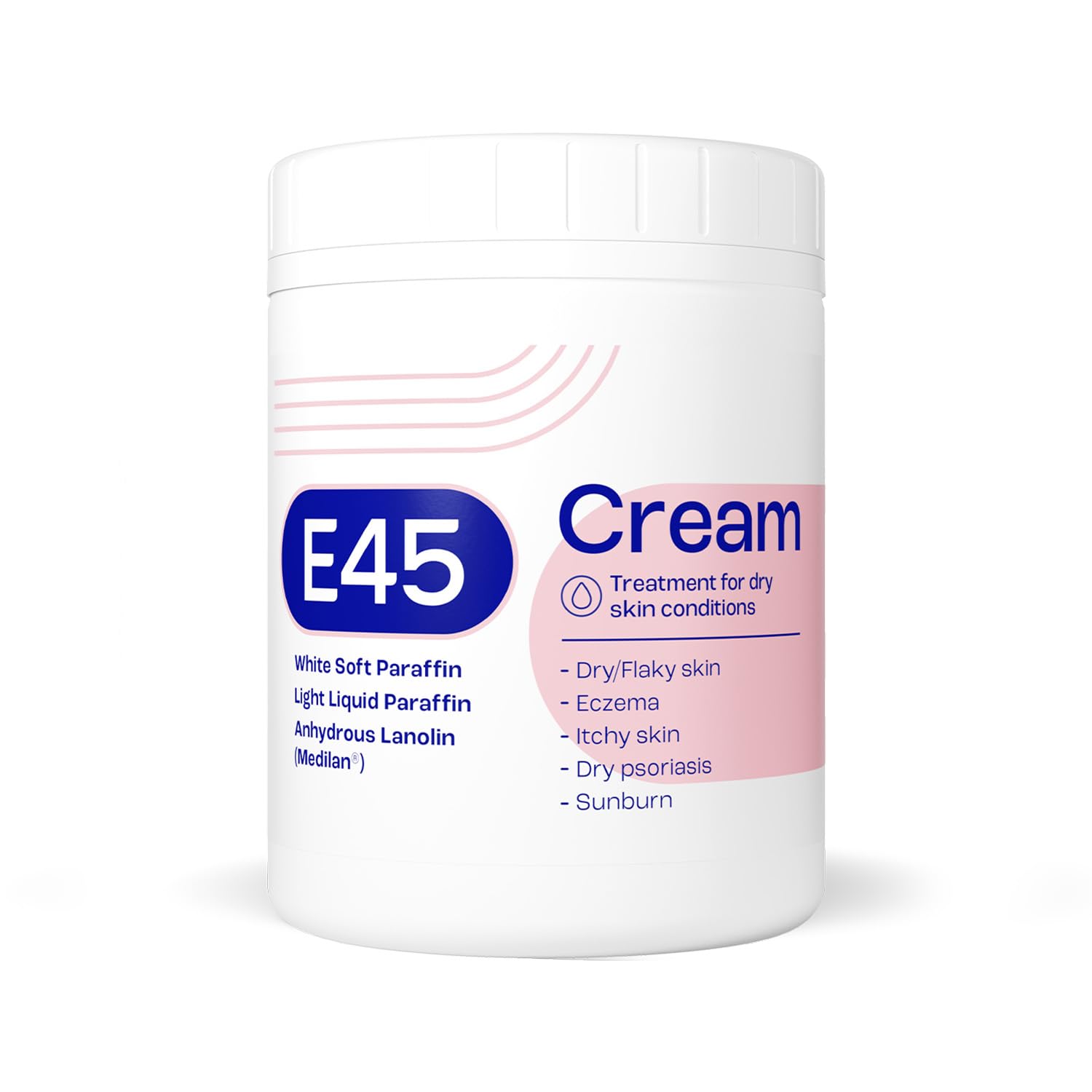 E45 Moisturiser, Body, Face And Hand Cream For Dry, Flaky Skin, Suitable For Eczema, Dry Psoriasis, Sunburn, 500g Tub
