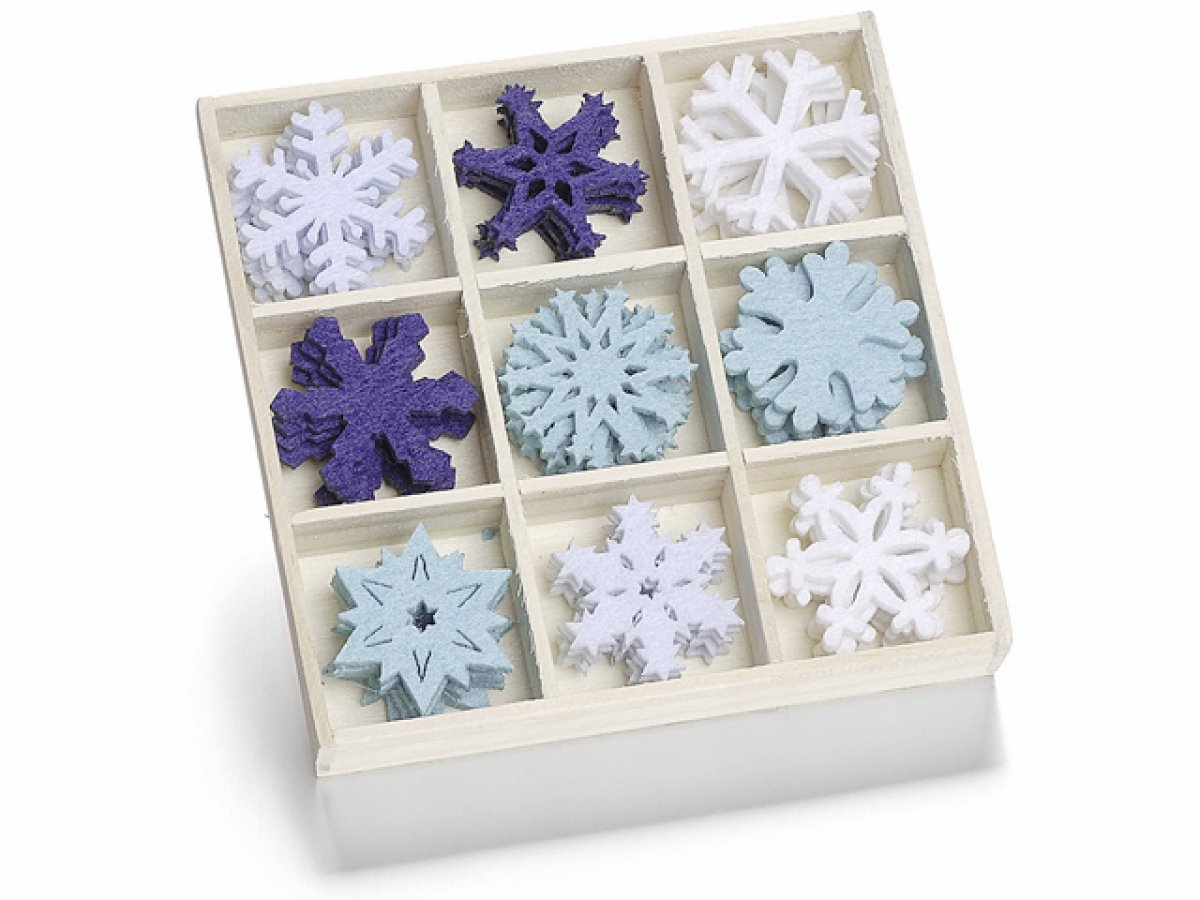 KnorrPrandell 22 mm Crystals Wooden Box with Felt Ornaments, Multi-Colour