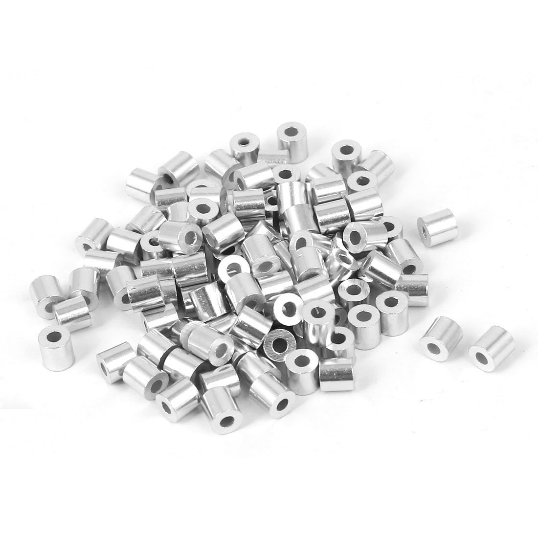 Sourcingmap 1.5mm Hole Steel Wire Rope Aluminum Ferrules Sleeves 4mm Long 100pcs